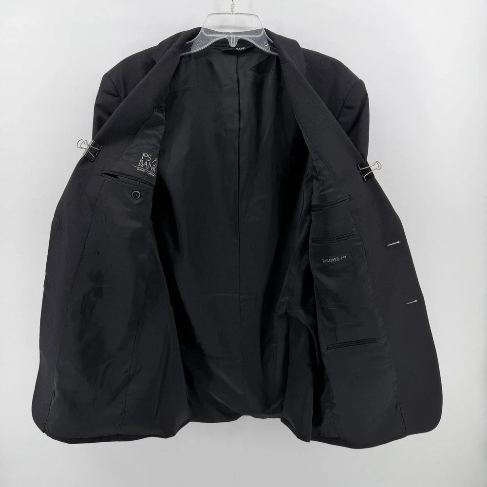 Jos. A. Bank Blazer Mens 40R Black Traveler's Collection 100% Wool Sport Coat